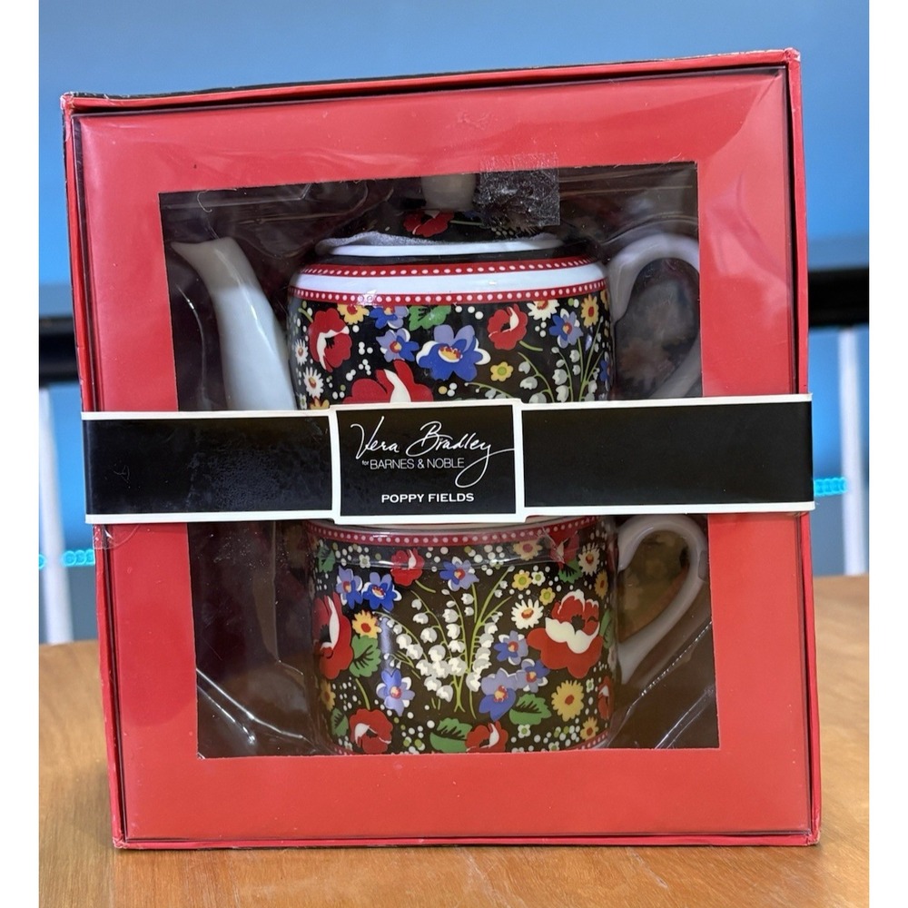 Vera Bradley Poppy Fields Tea for One Set Vibrant Floral Pattern Barens & Noble